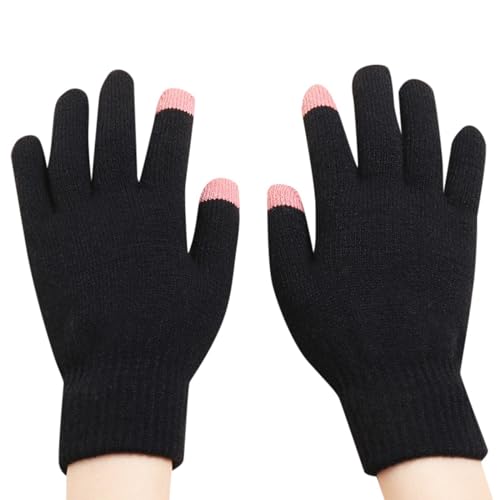 QWUVEDS Guantes de invierno para mujer, color sólido, suaves, cómodos, de punto, lana, frío, cálido, guantes de coche, guantes de invierno para mujer, guantes de punto para mujer, guantes de dedo para