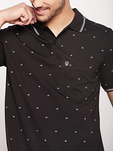 Image of UNIBERRY Men's Cotton Blend Half Sleeve Printed Polo Neck T-Shirt Has A Short Sleeve & Pocket On ChestBZRMT6-MR