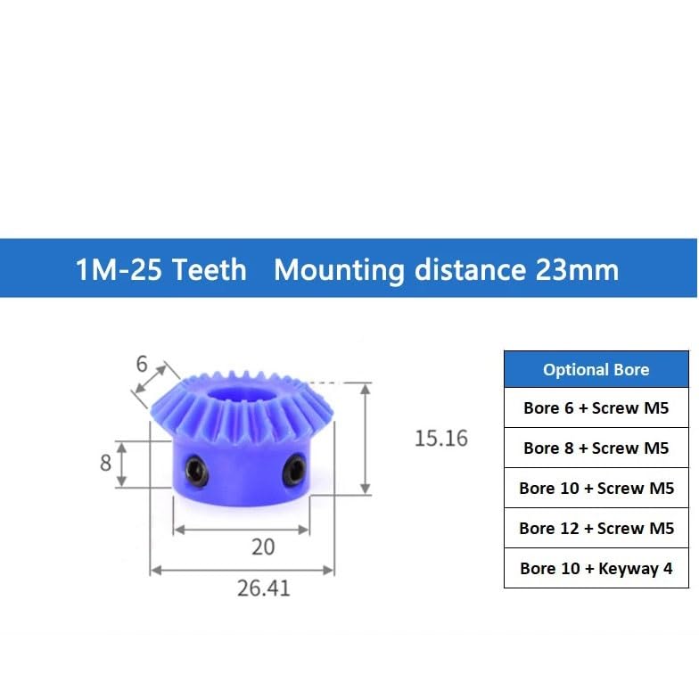 Cylindrical Drive 1pcs 90 Degree 1 Module Bevel Gear 6mm 8mm 10mm 12mm Inner Hole 1:1 Miter Pinion 1M 25 Teeth Conical Bevel Gear Rack Machinery(8MM BORE)