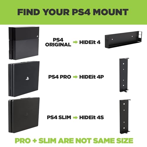 image for HIDEit Mounts 4 Original PS4 Mount, Black Steel Wall Mount for PS4 Ori