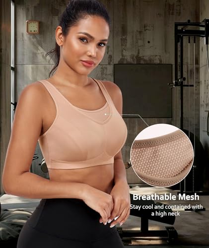 DotVol Women's High Impact Wireless Full Coverage Plus Size Everyday Sports Bra3