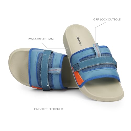 Image of Boldfit Sliders for Man,Breathable Mesh One Piece Build,Easy Clean PU Upper,Ultra-Light EVA Sole Slippers for Man,All Day Cushioned Footbed,Anti-Slip Outsole-Modern Two-Tone Design Everyday Wear