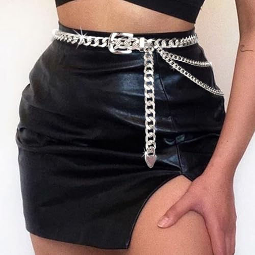 Nicute Silver Waist Chain Metal Chain Belts Chunky Dress Belt Accessories for Women3