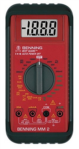 Benning MM 2 Digital-Multimeter (mit digitaler Anzeige Max. Spannungsmessbereich DC 1000 V inkl. Gummischutzrahmen Tasche usw.) 44028 Rot Schwarz