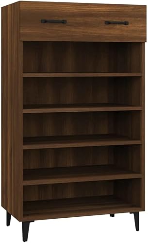 vidaXL Zapatero para pasillo, sala de estar, zapatero, organizador de armario, estante de soporte, muebles de madera de roble marrón