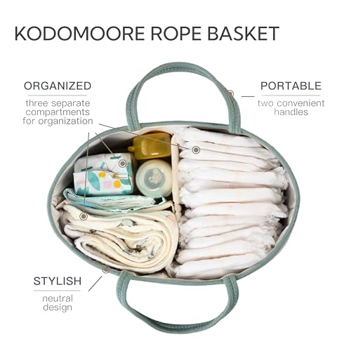 Image of Diaper Caddy Organizer, Empty Gift Basket for Newborn Essentials, Baby Storage Basket, Stylish Gift Bag for Baby Shower, Boys and Girls - Large, Sage Green