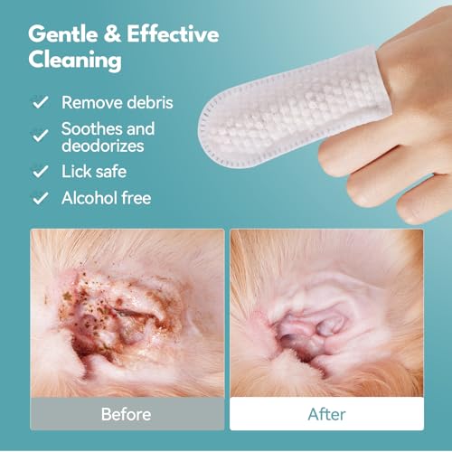 Image of No Pawblems Dog Ear Wipes Finger, Dog Ear Cleaner, 50 Pcs (Coconut Scent)