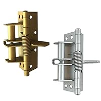 Beige Metalen Deurscharnier. Blik Van Metalen Deurscharnieren Met Een Houten Deur. Stock