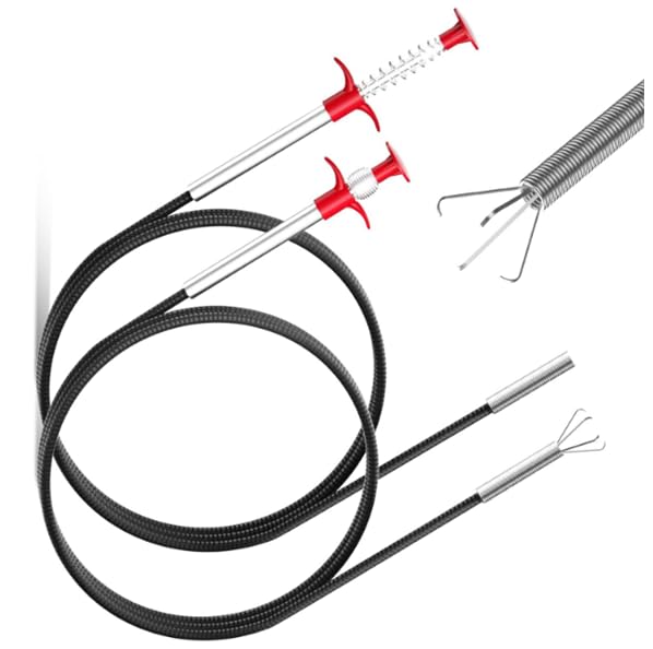 2 unidades de garras, 200 cm/90 cm, garra de agarre flexible, para limpieza de tuberías, desatascador de desagües, espiral, 4 garras retráctiles, agarre telescópico para cocina, baño y alcantarillado