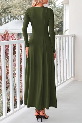 PRETTYGARDEN Maxi Dresses for Women 2025 Fall Casual Long Sleeve Button Fit and Flare Long Flowy Going Out Dress2