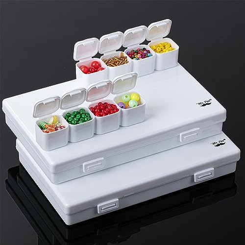 Mr. Pen-Bead Storage Containers, 28 Grids, 2 Pack, White, 160pcs Label Stickers, Bead Organizer, Craft Organizers and Storage, Containers for Organizing, Box (HQUA056M312)