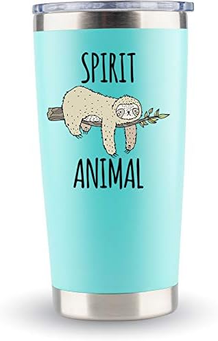 KLUBI Sloth Gifts for Women- Spirit Animal Travel Coffee Tumbler/Mug 20oz - Funny Idea for Sloth Lover, Stuff, Men, Decor