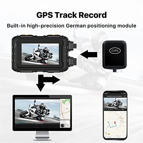 Cámara de salpicadero DVR para motocicleta Full HD 1080P impermeable con GPS 6
