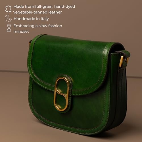 Image of Time Resistance Full-Grain Leather Crossbody Bag - Shoulder Bag with Magnetic Closure - Leather Messenger Bag for Women