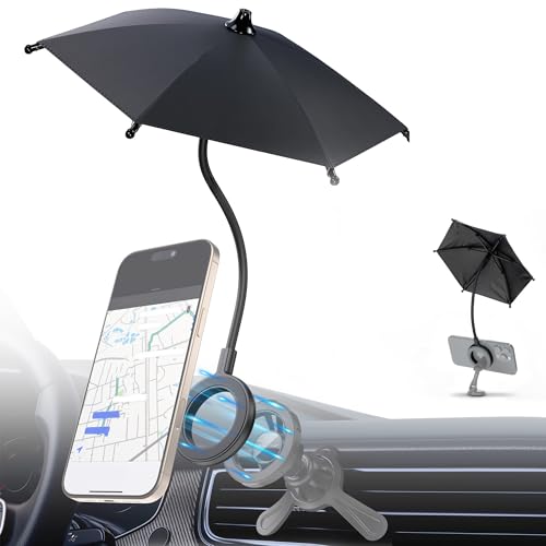 Dual Magnetic Phone Umbrella for Sun,Cellphone Sunshade Shield Compatible with Magsafe Phone-Grip/Magsafe Car Phone-Holder,UPF45+ Phone Umbrella for iPhone 17 16 15 Pro Max Mothers Day Anti-Glare