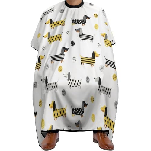 Bata de peluquería impermeable para perros salchicha en estudio