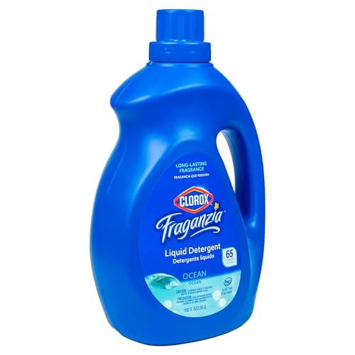 Image of Clorox Fraganzia Liquid Laundry Detergent, Ocean Scent - High Efficiency Formula for All Front and Top Load Washing Machines, Long-Lasting Crisp Fragrance, 65 Loads per Bottle, 100 Fl Oz
