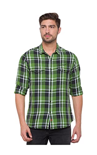 Image of Spykar Men's Checked Slim Fit Shirt