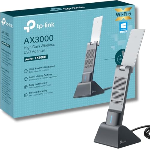 TP-Link AX3000 WiFi 6 USB Adapter for Desktop PC (Archer TX50UH) - Dual Band Wireless Network...