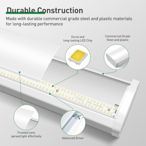 Image of ALUSSO 3CCT 3000K /4000K /5000K Adjustable LED Wraparound Light, 4FT 40W LED Shop Lights, Low-Profile Flush Mount Ceiling Light Fixture for Kitchen, Closet, Garage, Office, Hallway, 2Pack