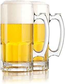 Hikari One Liter German Style Extra Large Glass Beer Stein Super Mug, 34