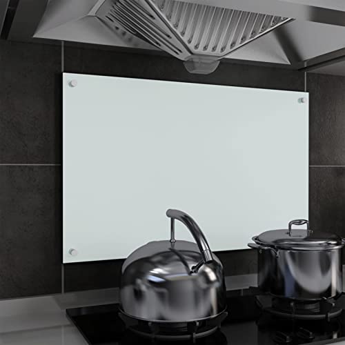 Sufrk Protección Salpicaduras Cocina Vidrio Templado Blanco 80x50 cm Protector Vitroceramica Induccion