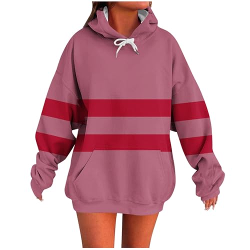 Hoodie imprime bicolore pour femme avec poche et cordon