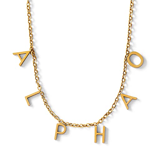 Sorority Shop Alpha Omicron Pi Necklace — AOP Name Necklace, 18K Gold Plated Sorority Gifts Necklace, Long-Lasting Alpha Omicron Pi Gifts for Women