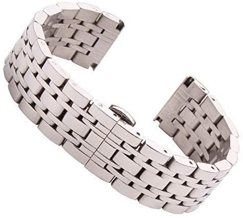 Correa de reloj de 18mm, 20mm, 22mm, correa de reloj de acero inoxidable, correa de reloj de plata pulida para hombre, correa de reloj de Metal de repuesto, accesorios para pulsera