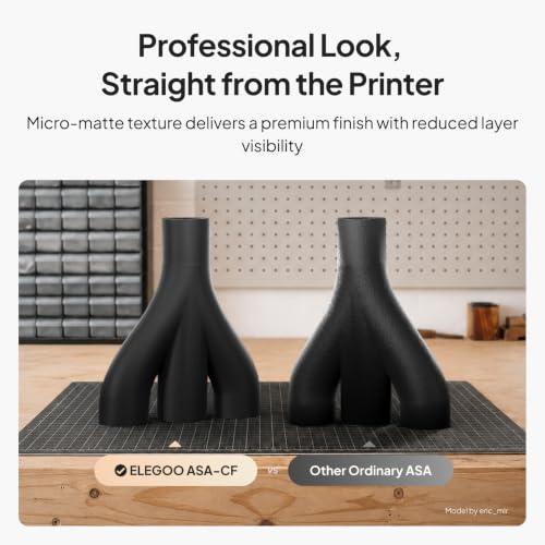 Image of ELEGOO Carbon Fiber ASA Filament 1.75mm Sand 1KG, Low Warp for Outdoor Parts ASA CF Reinforced 3D Printer Filament, UV & Weather Resistant, High Rigidity, 1kg(2.2lbs) Spool Fits for Most FDM Printers