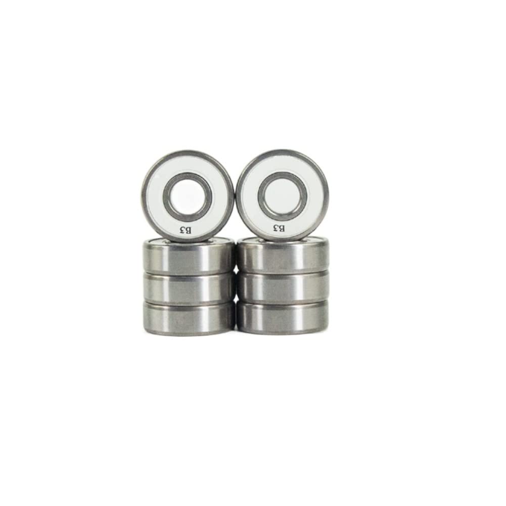 Lot de 8 roulements Professionnels en céramique Noire for Longboard, Planche de Surf, Roller, Skateboard(Gray Integral Bearing)