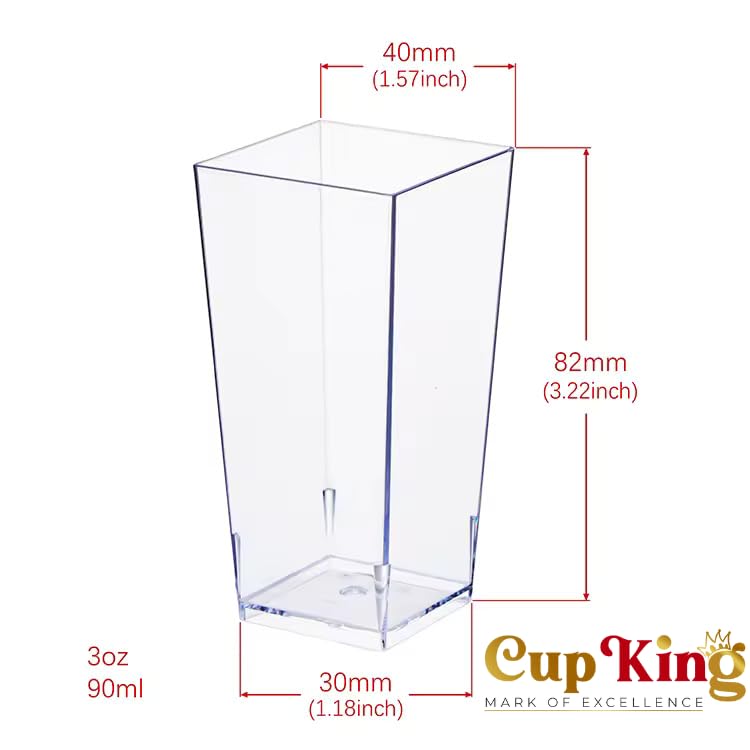 Cup King Lot 10 Tasses Dessert Hautes Plastique Transparent – Parfaites Pour Verrines, Cocktails Fruits, Cheesecake