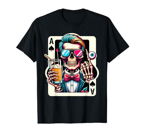 Juego de cartas hipster divertido con forma de calavera vintage con forma de Ace Camiseta