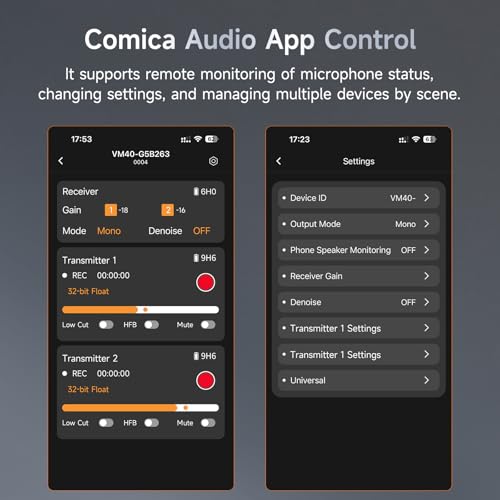 COMICA VM40 Dual-Channel Shotgun Microphone with 48kHz/32-bit Float Recording, Wireless Camera Microphone with 32G onboard Recording, External Directional Microphone Compatible with Canon, Nikon - image 6