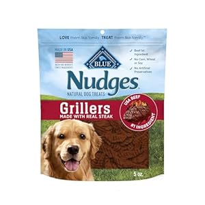 Blue Buffalo Nudges Grillers Natural Dog Treats, Made in the USA with Real Steak, 5-oz. Bag