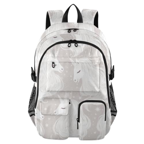 Mochila para laptop de unicornio delicada y resistente gris