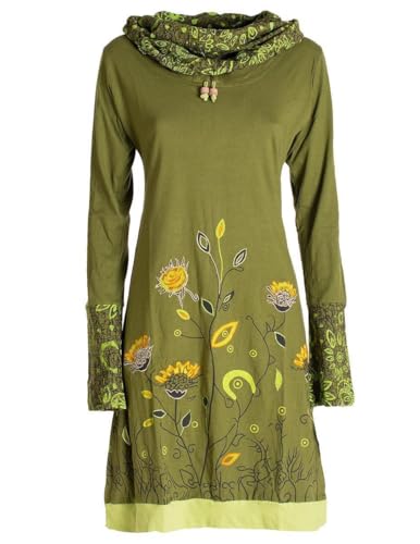 Vishes - Alternative Bekleidung - Damen Blumen-Kleid Langarm-Shirtkleid...