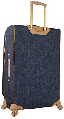 Nicole Miller Designer Luggage Collection - Expandable 24 Inch Softside Bag - Durable Mid-sized Lightweight Checked Suitcase with 4-Rolling Spinner Wheels (Paige Navy)