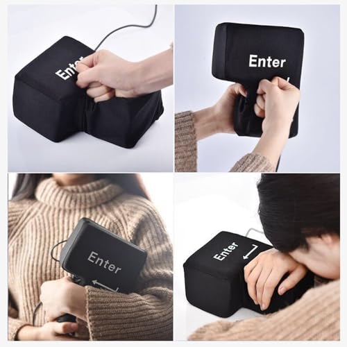 Daity Big Enter Button Multifunction Enter Taste Pillow with Data Input Keys USB Anti-Stress Pillow Nap Pillow for Office, Home and Business Travel