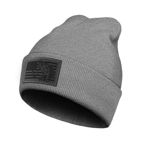Image of American Flag Fishing Beanie Hat for Men, Christmas Dad Birthday Beanie Hats Gift for Women Men