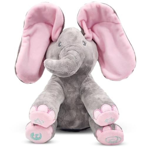 Image of Dimple Kaia Peek A Boo Elephant Toy, Interactive Singing Stuffed Animal Plush with Moving Ears, Musical Stuffed Animal for Babies and Toddlers, Adorable Elephant Baby Toy