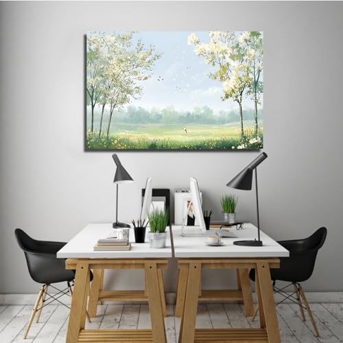 Toile forêt de printemps 40x60cm pour décoration salon - 3