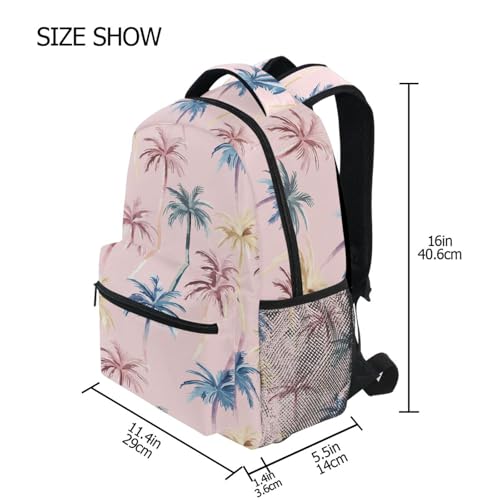 Palm Tree Blue Yellow Backpack for School Boys Girls Adults Kids Bookbag Laptop Bag 18L4