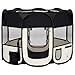 Casafoyer Foldable Dog Playpen with Carrying Bag Black 35.4