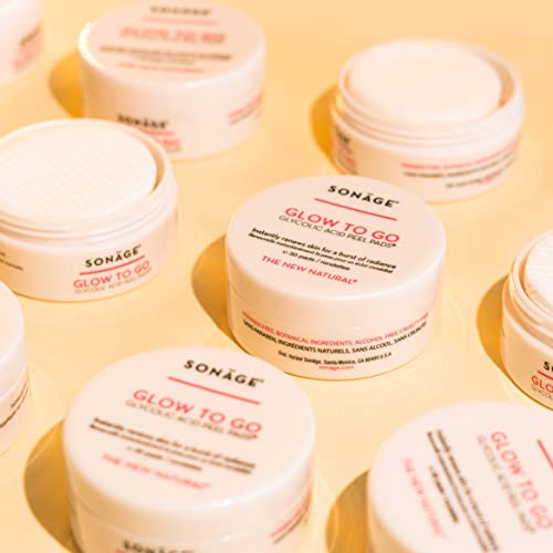 Sonage Glow To Go | Glycolic Acid Aha Facial Pads | Resurfacing And Exfoliating Peel Pads | Reduces Appearance Of Wrinkles, Pores, And Fine Lines | Alcohol-Free | For All Skin Types #TOP2