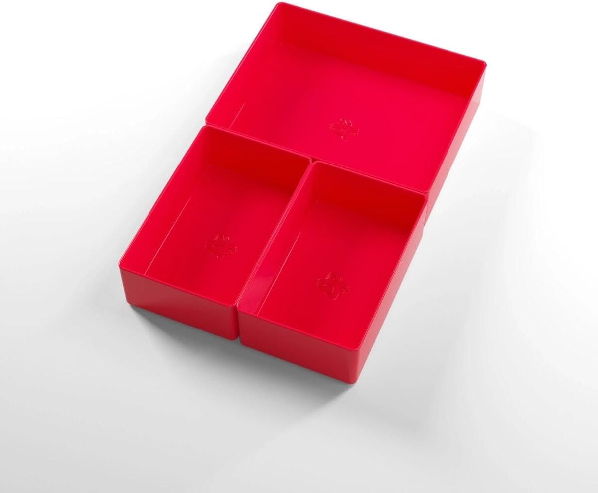 Token Silo Card Add On - 3-Piece Set of Game Trays, Holds Game Cards, Tokens, Dials and Dice, Organize LCG, TCG and Board Game Accessories, Modular Design, Red Color, Made by Gamegenic