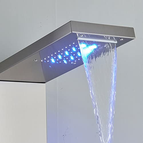 Panel de Ducha LED de Acero Inoxidable con Torre para Lluvia y Masaje miniatura 7