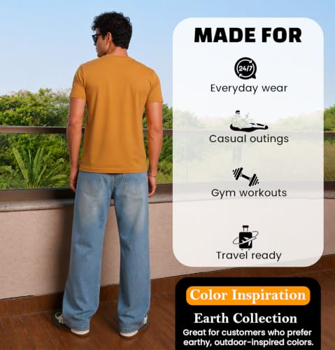 Image of Sleepynuts Men's Everyday Wear Crew Neck Regular Fit T-Shirt | Half Sleeve Solid Plain Casual T-Shirt for Men | Soft Breathable Fabric |
