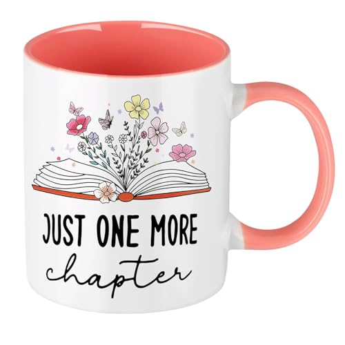 Tasse à café imprimée à la main avec inscription « Just One More Chapter » - Cadeau pour anniversaire, Noël, fête, anniversaire de mariage