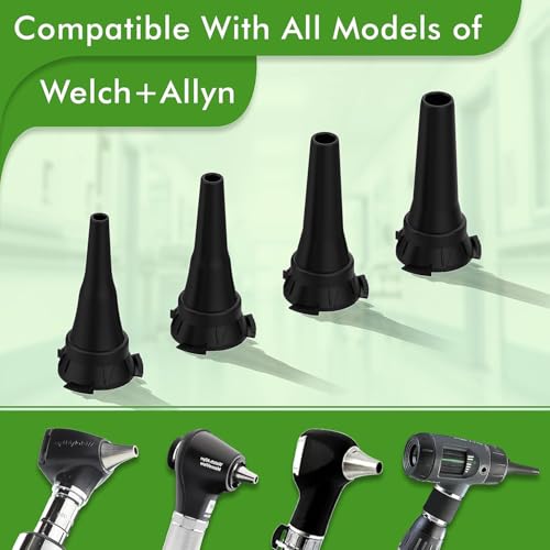 Image of OTICA Reusable Diagnostic Otoscope Specula 2.5mm, 3mm, 4mm, 5mm Compatible WIth Wellch Allen Otoscopes Ear Specula Total 4 Units